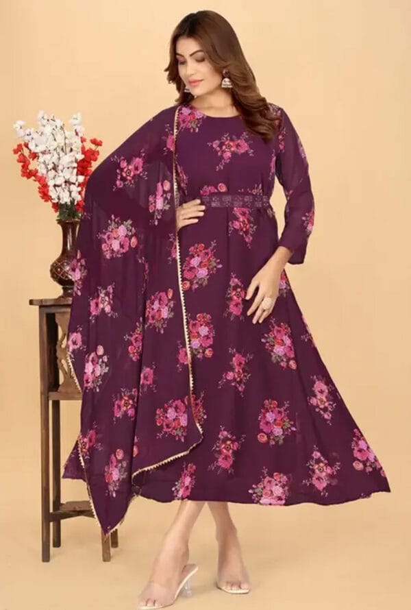 Digital Prtint Designer Gown With Duptta for Women & Girls - Image 5