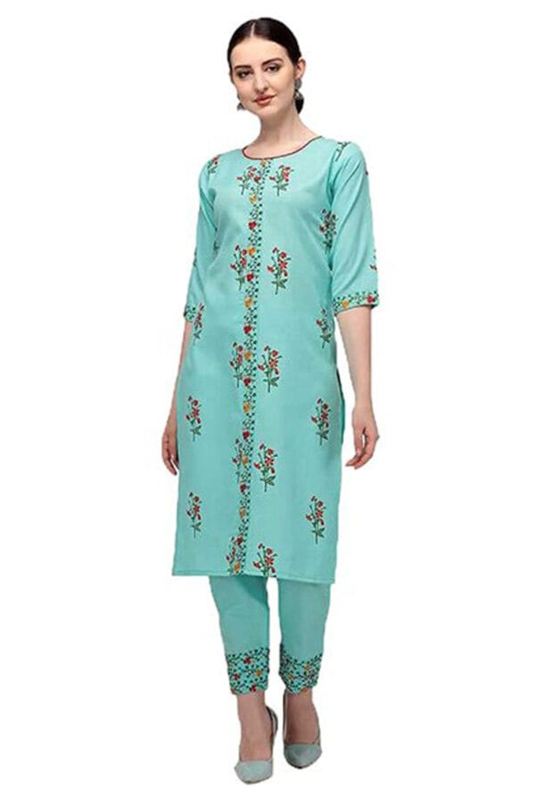 Stylish Embroidered A-Line Kurti Set with Dupatta for Women - Image 3