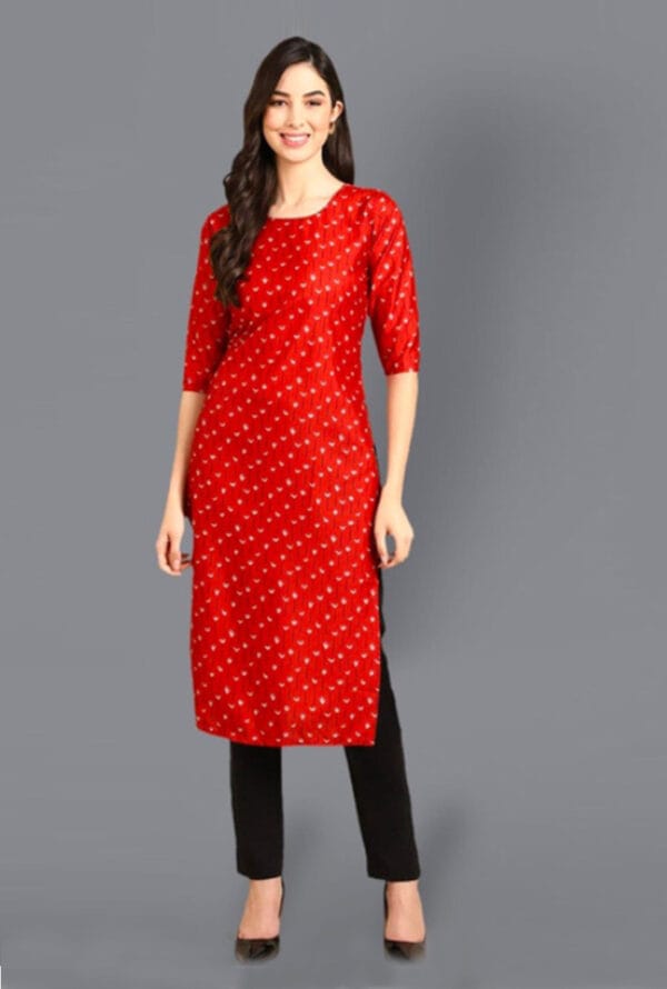 A-Line Printed Kurti with Pant for Women's & Girls Crepe - Image 5