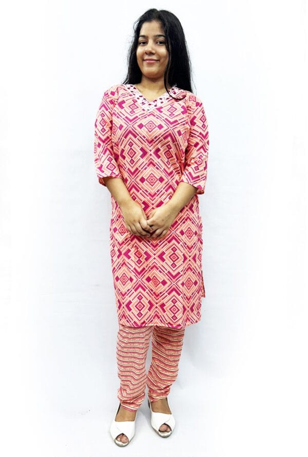 Casual V-Neck Embroidery Kurti Pant for Women's & Girls - Image 2