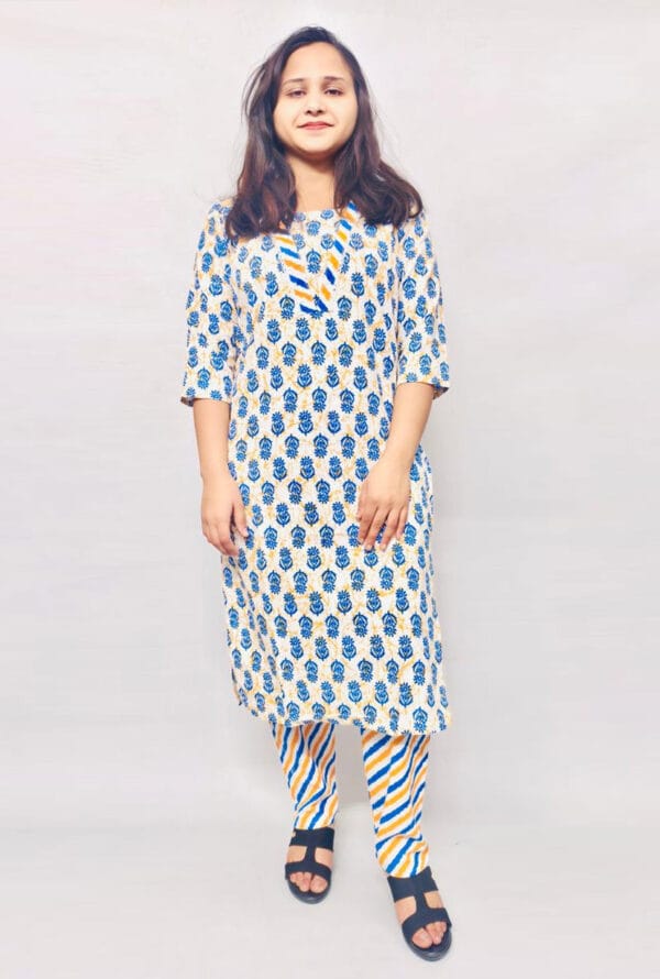 Casual V-Neck Embroidery Kurti Pant for Women's & Girls - Image 4