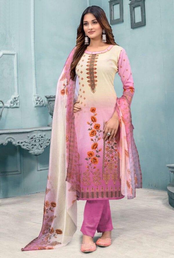 Digital Prtint Embroidery Work Kurti Pant Dupatta for Women - Image 3