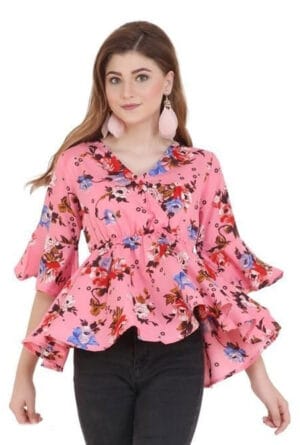 Printed Bell Sleeve Wrap & Swing Top for Women's & Girls
