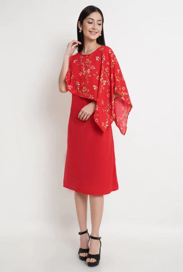 Beautiful Floral Printed Poncho Dress for Women's & Girls - Image 3