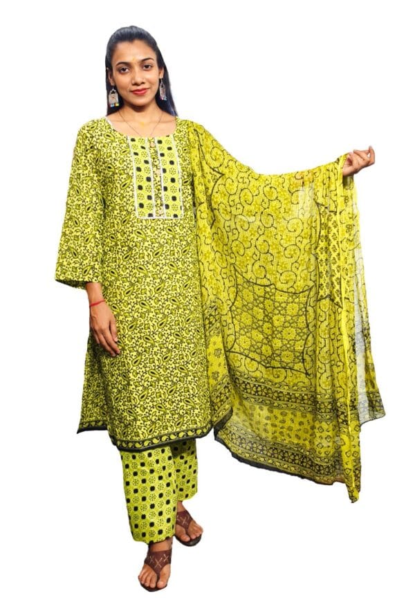 Digital Printed Kurti Pant Dupatta for Women's & Girls Cotton - Image 6