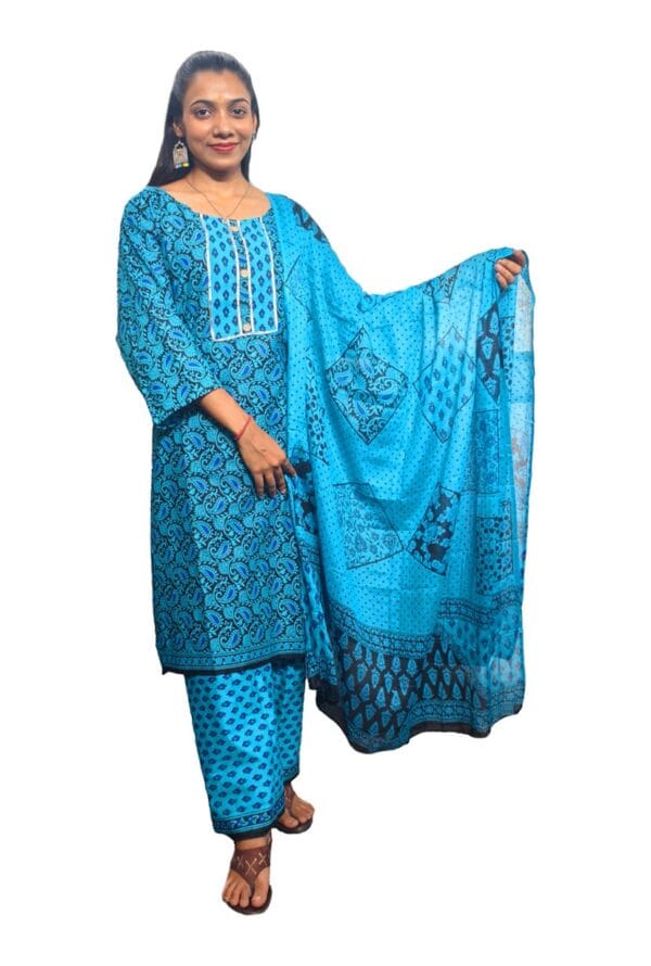 Digital Printed Kurti Pant Dupatta for Women's & Girls Cotton - Image 5