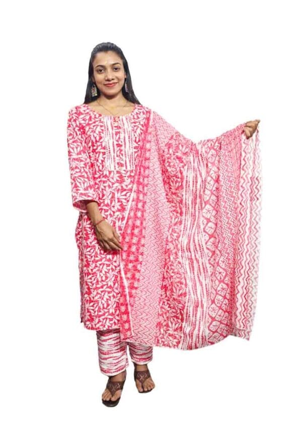 Digital Printed Kurti Pant Dupatta for Women's & Girls Cotton - Image 2