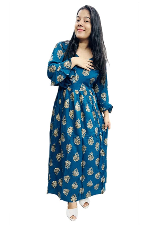 Digital Prtint Designer Work Gown for Women & Girls - Image 8