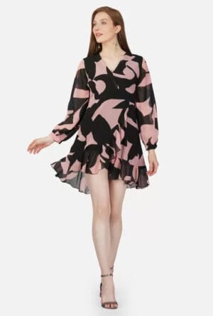 Girls Layered Black, Pink Above Knee/Mid Thigh Length Dress