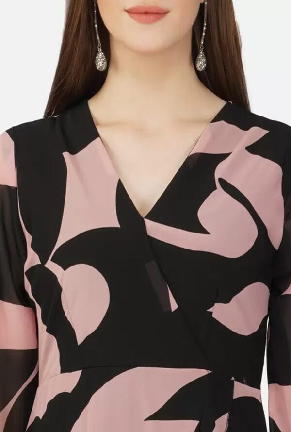 Girls Layered Black, Pink Above Knee/Mid Thigh Length Dress - Image 4