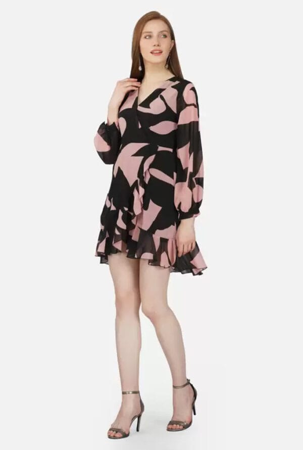 Girls Layered Black, Pink Above Knee/Mid Thigh Length Dress - Image 5