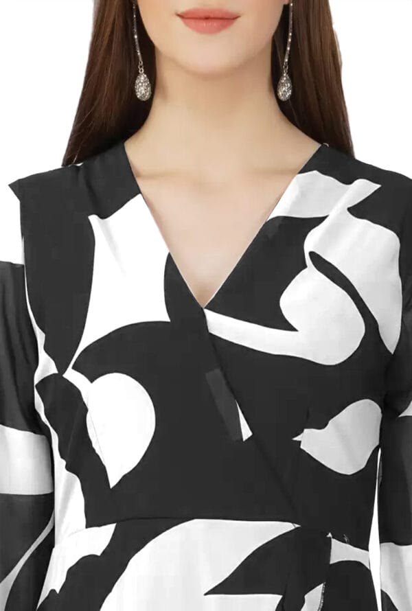 Girls Layered Black, White Above Knee/Mid Thigh Length Dress - Image 4