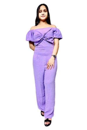 Purple Color Jumpsuit Dress Off & On Shoulder for Girls & Women