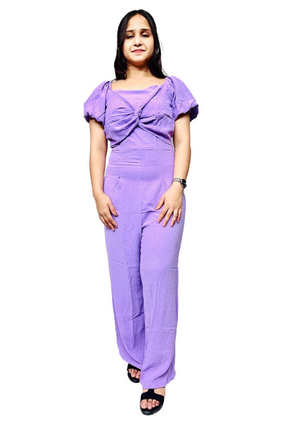 Purple Color Jumpsuit Dress Off & On Shoulder for Girls & Women - Image 2