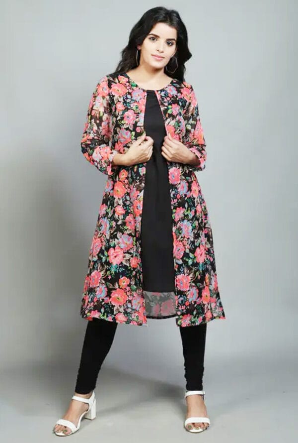 Girls & Women Asymmetric Multicolor Midi/Calf Length Dress - Image 2
