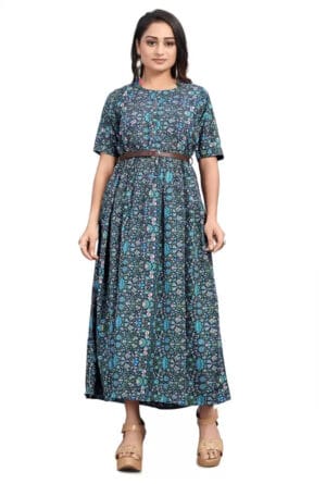 Fit and Flare Multi Color Maxi/Full Length Dress for Girls & Women