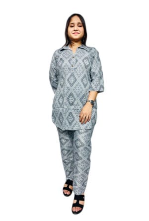 Stylish Cotton Co-Ord Set for Women and Girls Grey