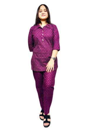 Stylish Cotton Co-Ord Set for Women and Girls Purple