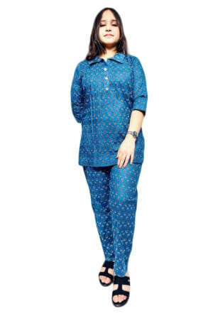 Stylish Cotton Co-Ord Set for Women and Girls Dodger Blue