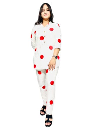 Stylish Rayon Co-Ord Set for Women and Girls White