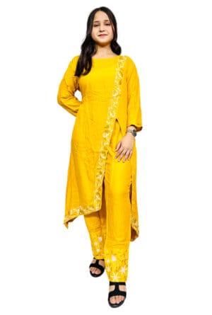 Yellow Color Kurti with Pant Party Wear Dress for Women