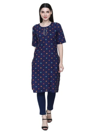 Stylish A-Line Cotton Fabric Printed Kurti for Women / Girls