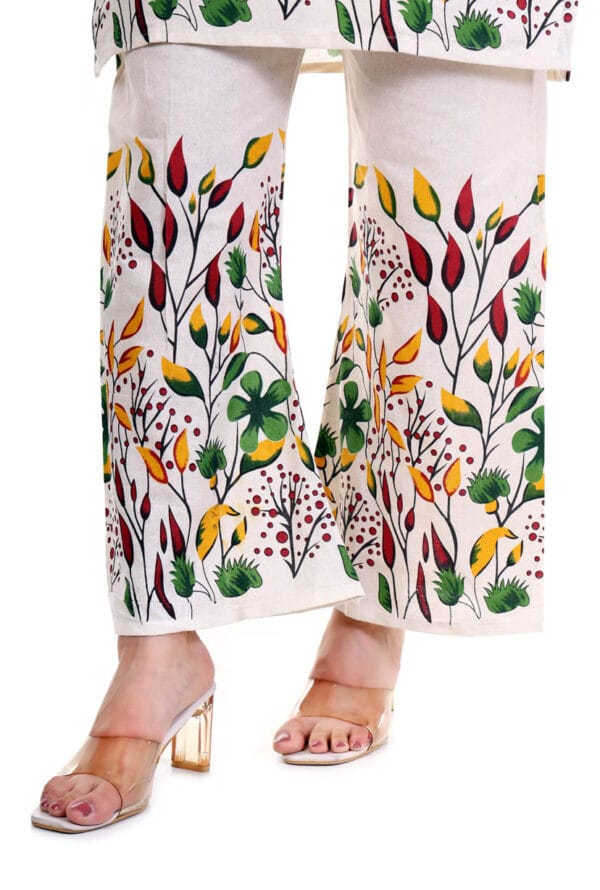 Beige Cotton Foral Digital Printed Co-Ord Set for Women & Girls - Image 6
