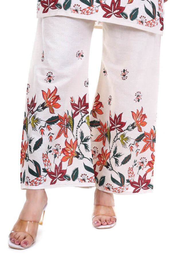 Beige Cotton Foral Digital Printed Co-Ord Set for Women & Girls - Image 5