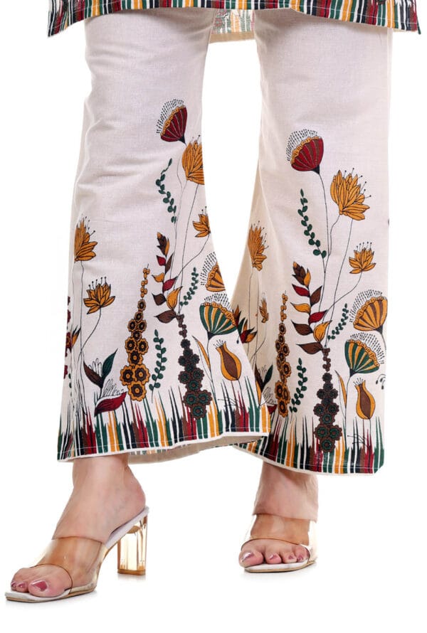 Beige Cotton Foral Digital Printed Co-Ord Set for Women & Girls - Image 6
