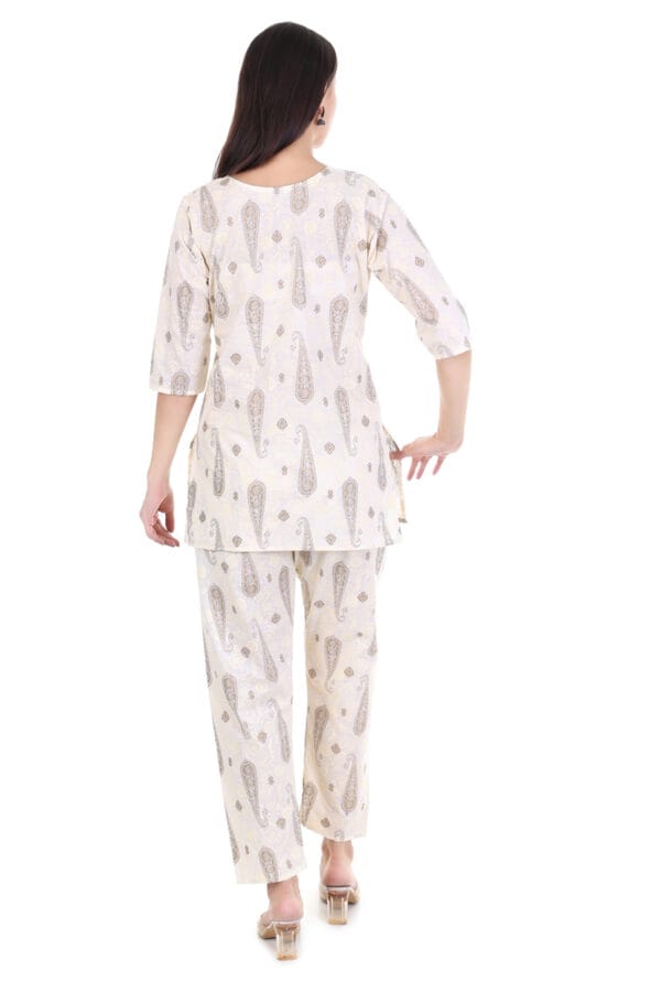 Stylish Beige Color Printed Co-Ord Set for Women & Girls - Image 3