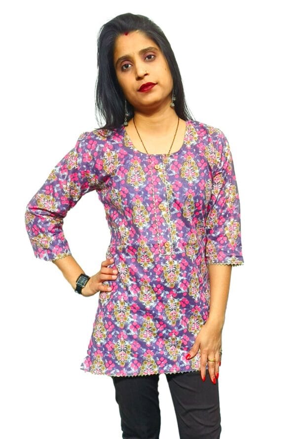 Cotton 60:60 Digital Print Short Kurti for Women's & Girls - Image 3