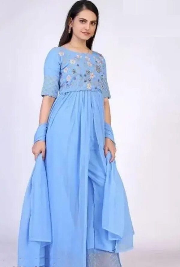 Women Embroidery Anarkali Kurta / Gown Pant with Dupatta Set
