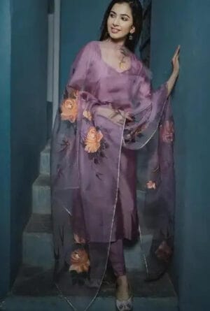 Trendy Silk Blend Fabric Kurti with Bottom Pant and Heavy Dupatta