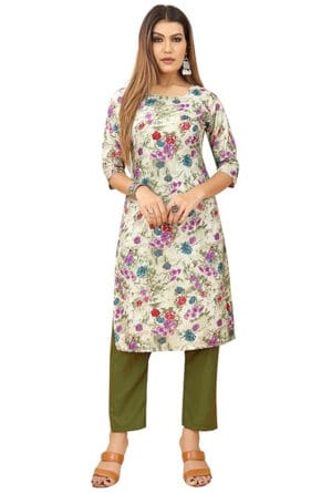 Stylish Multicolor A-Line Kurti Set with Pant for Women