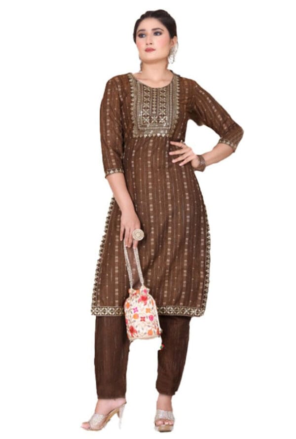 Full Embroidery Work Party Wear Kurti & Pant for Women/Girls - Image 2
