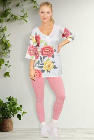 Digital Printed Design Pink White Short Kurti for Women's & Girls