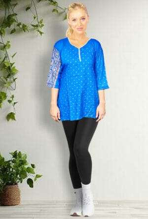 Digital Printed Design Blue Short Kurti for Women's & Girls