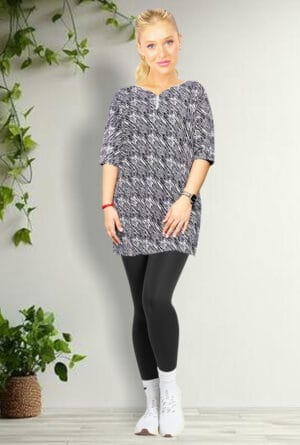 Black and White Digital Printed Short Kurti for Women & Girls