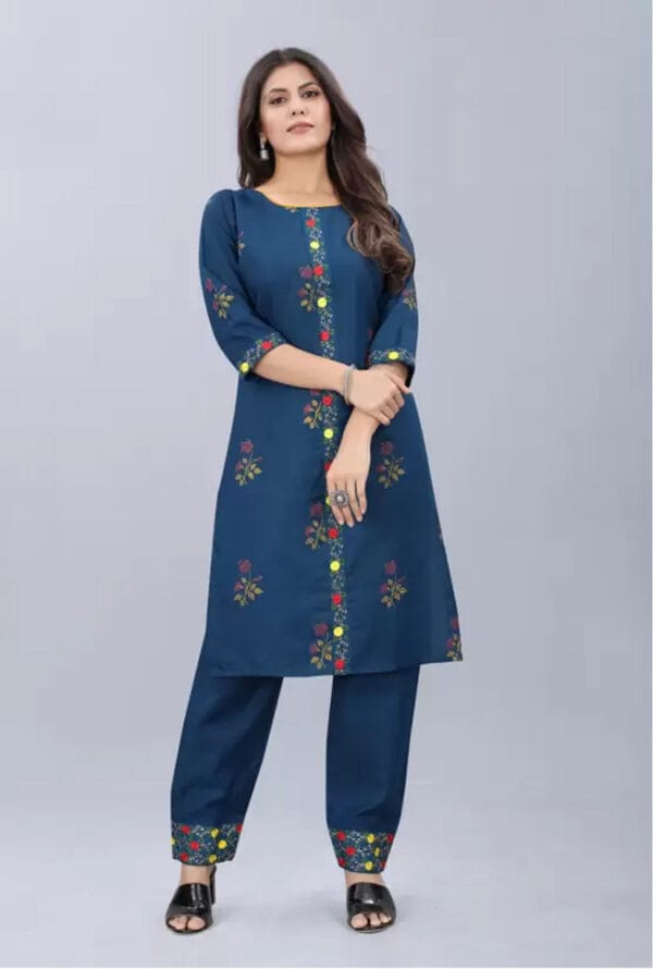 Embroidery Work Round Neck Long Kurti for Women & Girls - Image 3