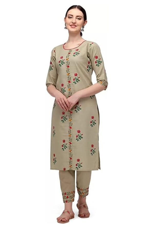Embroidery Work Round Neck Long Kurti for Women & Girls - Image 4