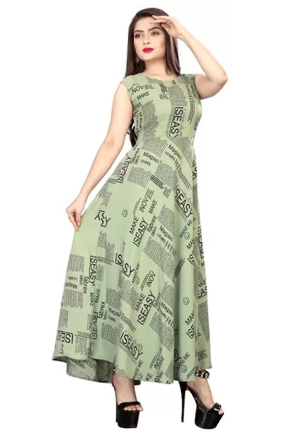 Alphabets Printed Sleeveless Party Wear Long Gown for Women - Image 3
