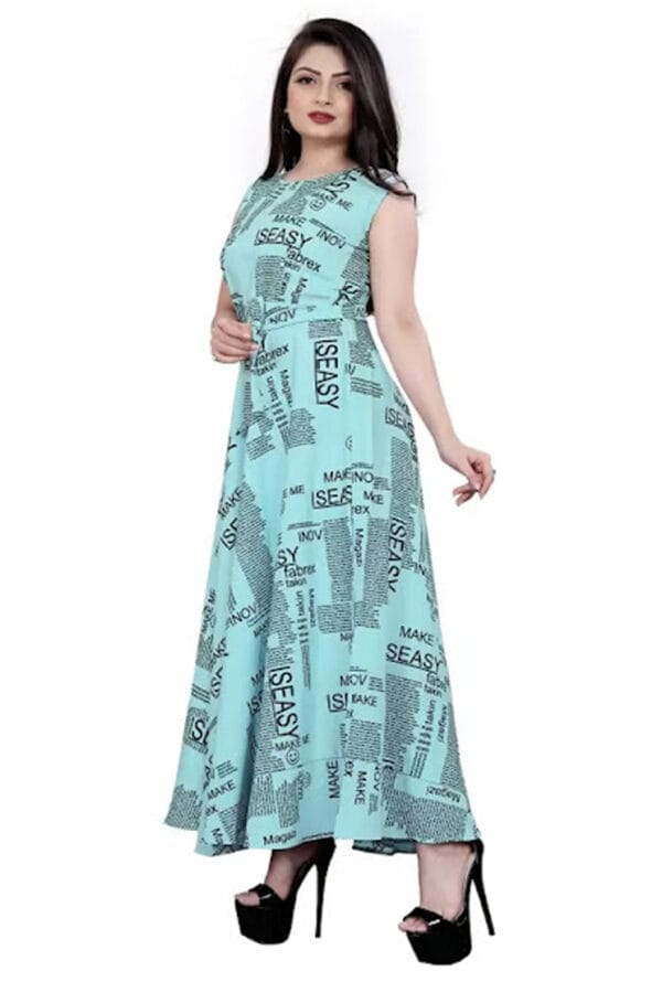 Alphabets Printed Sleeveless Party Wear Long Gown for Women - Image 5