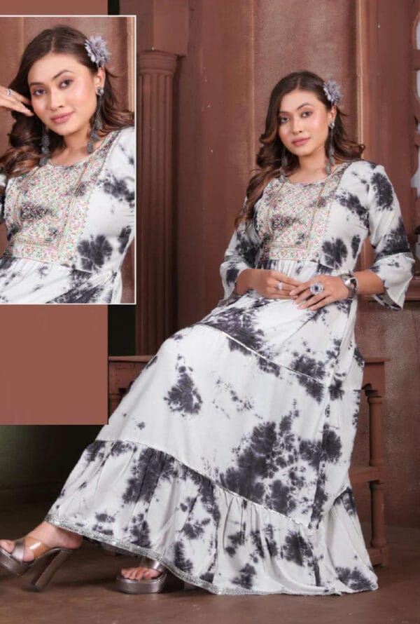 Digital Printed Party Wear Long Ghera Gown for Women/Girls - Image 7