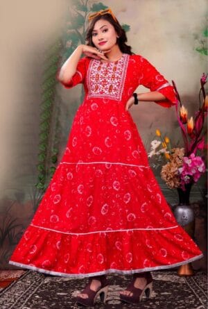 Embroidery Work Party Wear Long Gown for Women Girls