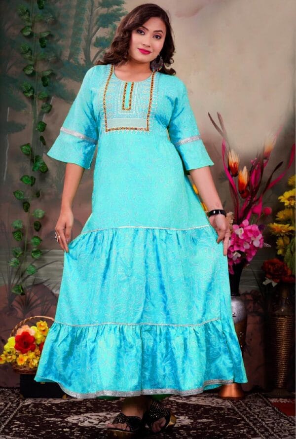 Embroidery Work Party Wear Long Gown for Women Girls - Image 2