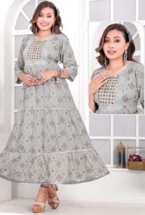 Embroidery & Printed Work Party Wear Gown for Women & Girls