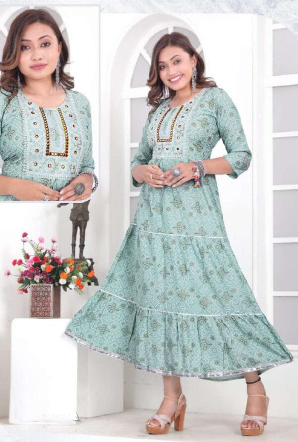 Embroidery & Printed Work Party Wear Gown for Women & Girls - Image 4