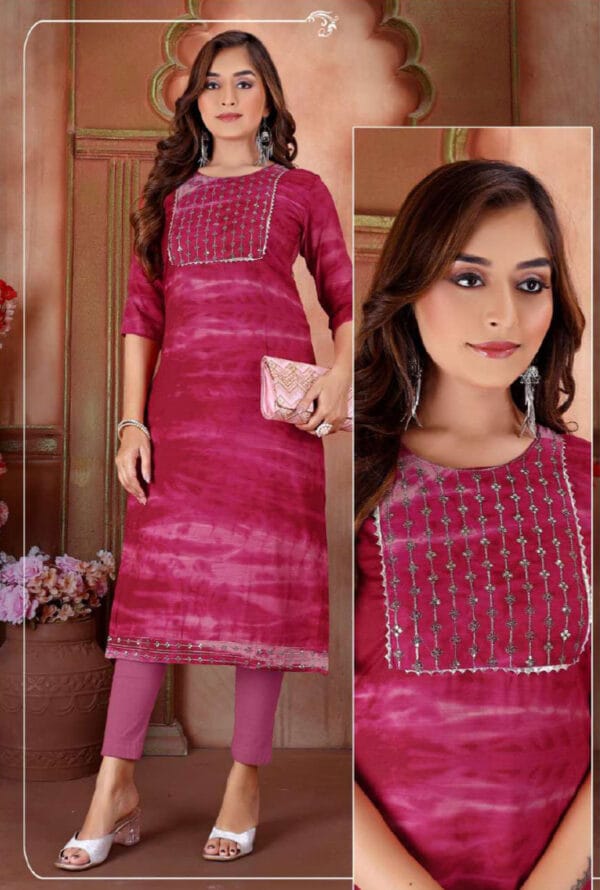 Muslin Party Wear Embroidery Work Kurti Pant for Women / Girls
