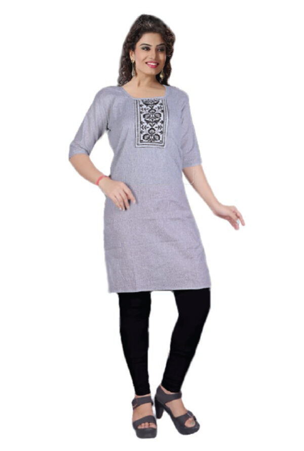 Emboidery Neck Casual Wear Long Kurti for Girls & Women - Image 7
