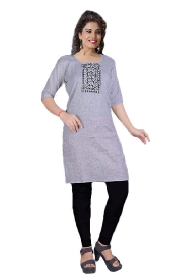 Emboidery Neck Casual Wear Long Kurti for Girls & Women - Image 5